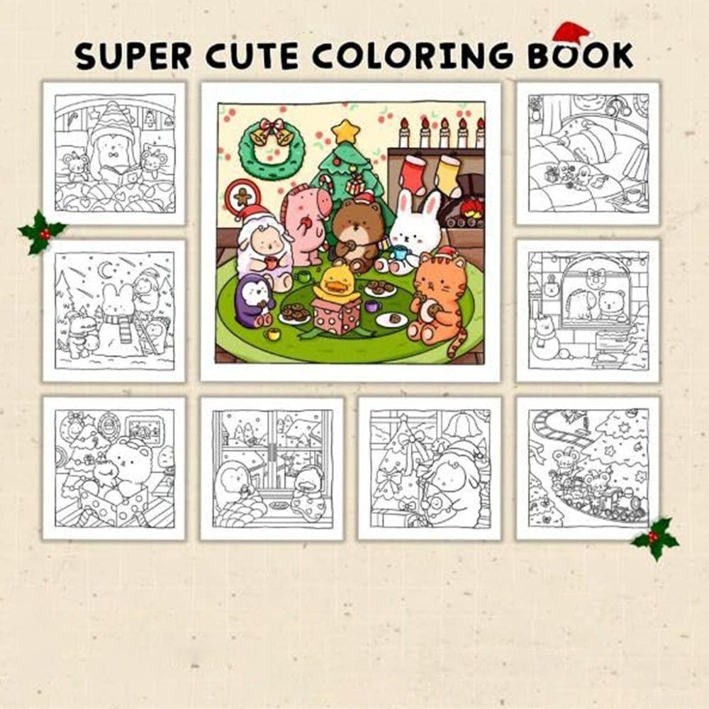 Cadou Montessori Crăciun Fericit Carte de Colorat Crăciun Temă Crăciun Carte de Doodles pentru Crăciun