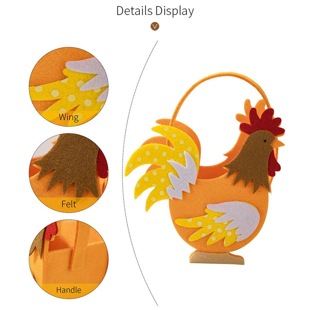 Rooster Baskets For Kids 3x Felt Easter Rooster Bucket Egg Stuffer Hunts Candy Storage Party Supplies Decorations For Boys Girls