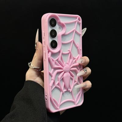 Grappig 3D-telefoonhoesje met uitgeholde spinnenprint voor Samsung Galaxy S25 S24 S23 S22 Ultra Plus S23FE S24FE met warmteafvoerende achterkant.