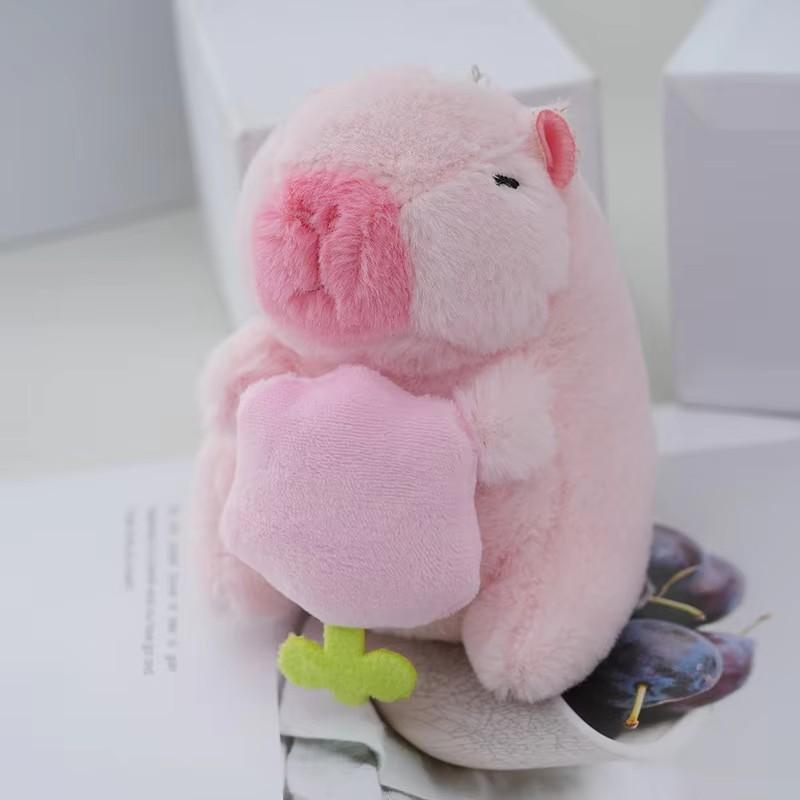 Pink KapiBala Pendant Water Guinea Pig Keychain Bag Pendant Cute Internet Celebrity Plush Toy Doll For Gift