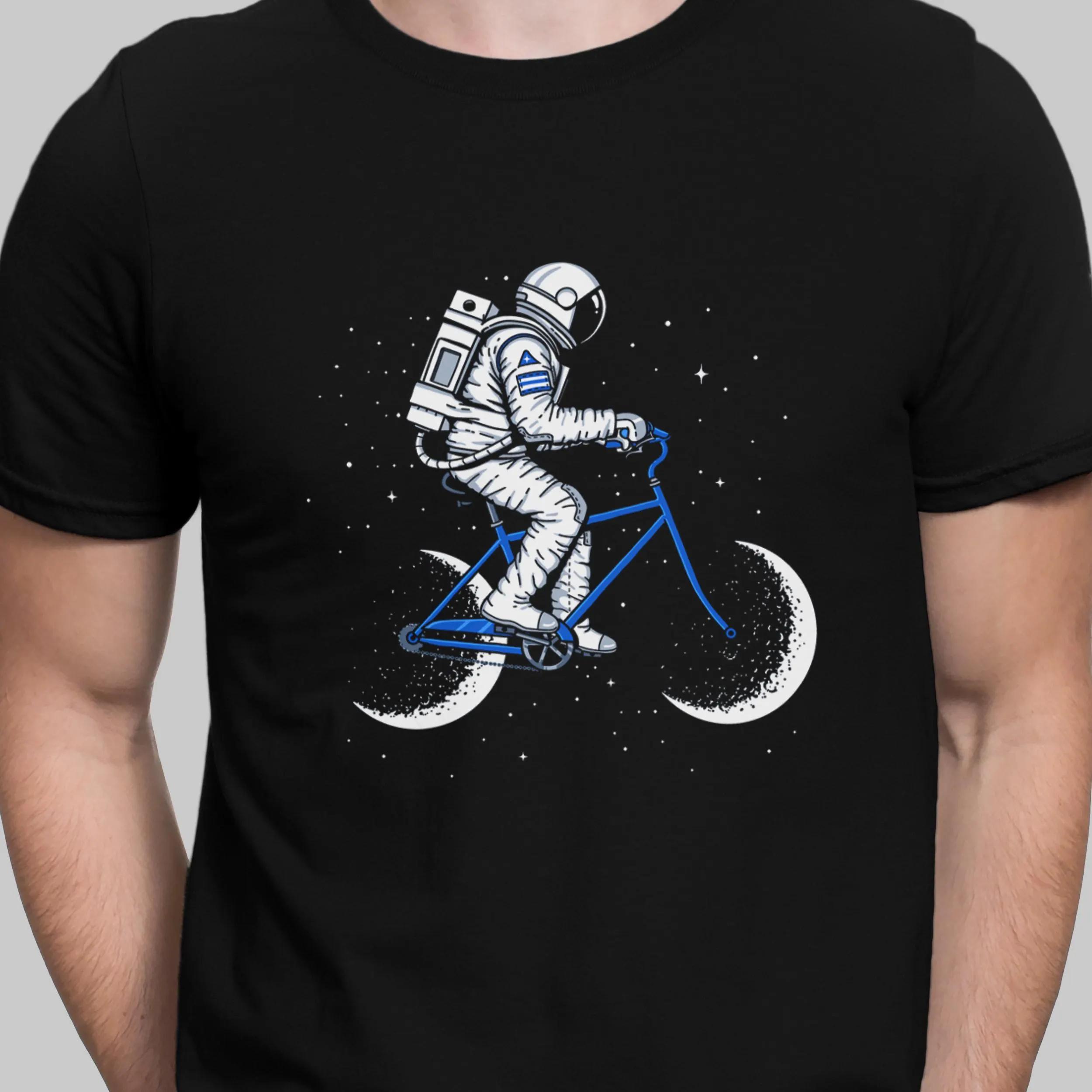 

Moon Cycle T Shirt Space Astronaut T-shirt Cosmic Surreal Bicycle Unisex Shirt High-quality Crew-neck Short-sleeved Men s Tshirt 3XL