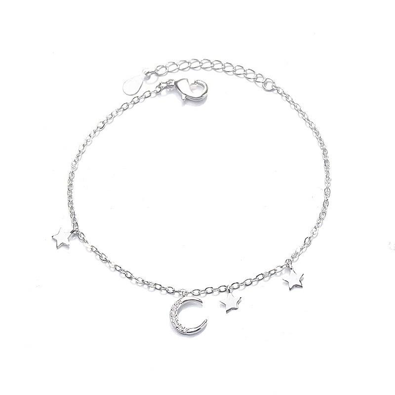 Curvy Crescent Moon Jewelry Sweet Niche Flash Diamond Fringed Moon Star Bracelet Female