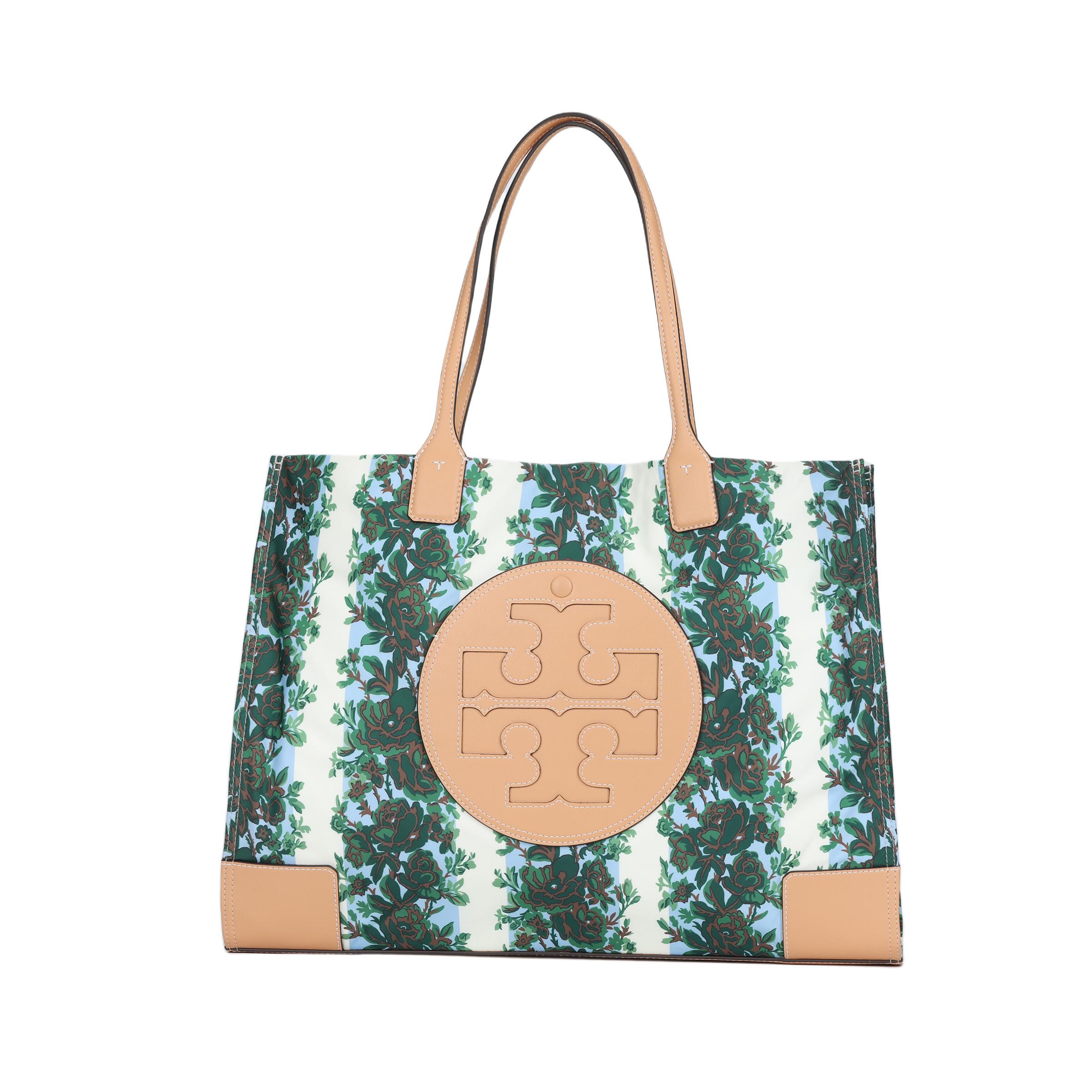 

Tory Burch Ella 44 Magnetic Closure Vine Print Tote Bag Women Tote Bags Blue Green White 143238-960 Basic Set (Bag+Dust Bag)