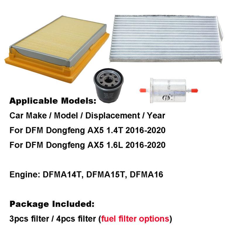 3-4pcs Filter Set For DFM Dongfeng AX5 1.4T 2018 2017 2016 Engine Interior Cabin A/C Air Oil Filter Kit Accessories