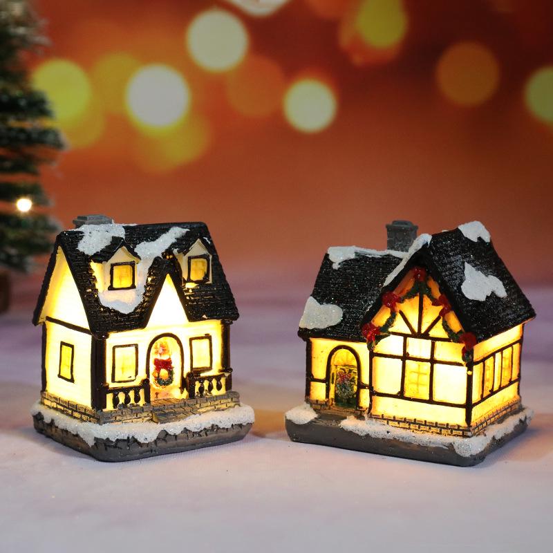 Christmas Decorations Resin Small House Micro-landscapeResin House Small Ornaments Gifts