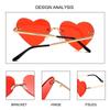 Modne damskie okulary w kształcie serca Bezramkowe okulary przeciwsłoneczne serca Vintage metalowe okulary przeciwsłoneczne Okulary w stylu Hippie na imprezę Kostium Cosplay
