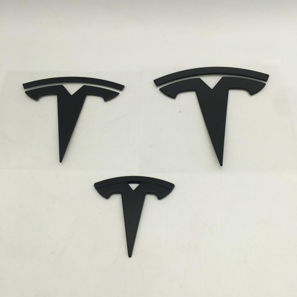 AAAIK1 1-3pcs ABS Matte Black for Tesla Model3 ModeY Car Front Emblem Rear Tail Trunk Steering Wheel Sticker Badge Decal Styling