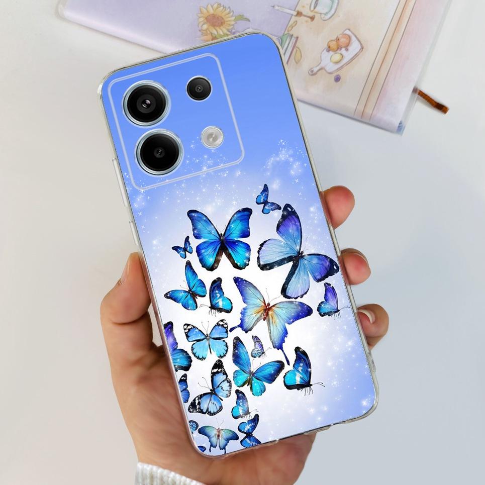 Transparent Cover For Fundas Xiaomi Poco X6 Pro 5G M6 Pro Case Lovely Luxury Colorful Butterfly Design Casing For Poco M6 Pro 5G