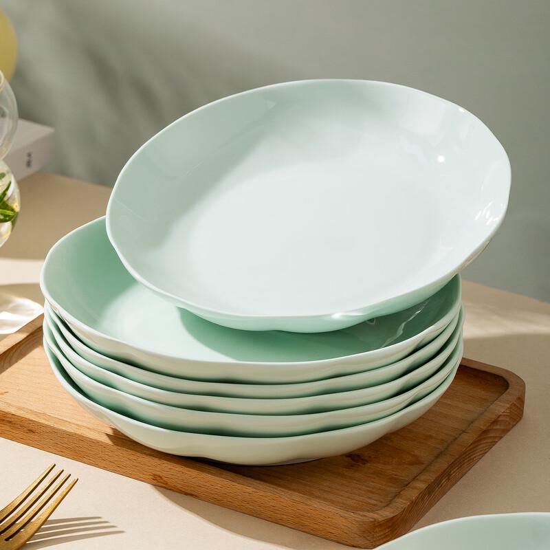Sichen Japanese Style 8-inch Round Ceramic Dinner Plate Set (6 Pieces)