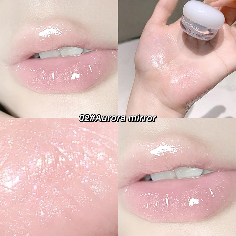 

GEGE BEAR Mirror Lip Glaze, насыщенный цвет губной помады в маленьком круглом горшочке, нежная текстура и натуральный цвет