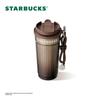 Starbucks Brown Gold Luster Series Double-Drinking Stainless Steel Desktop Cup, 470ml Coffee Mug Water Cup, Gift for Women's Day