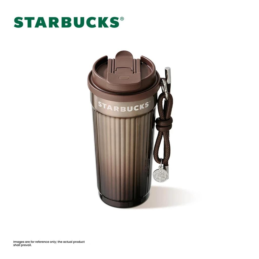 Starbucks Brown Gold Luster Series Double-Drinking Stainless Steel Desktop Cup, 470ml Coffee Mug Water Cup, Gift for Women's Day