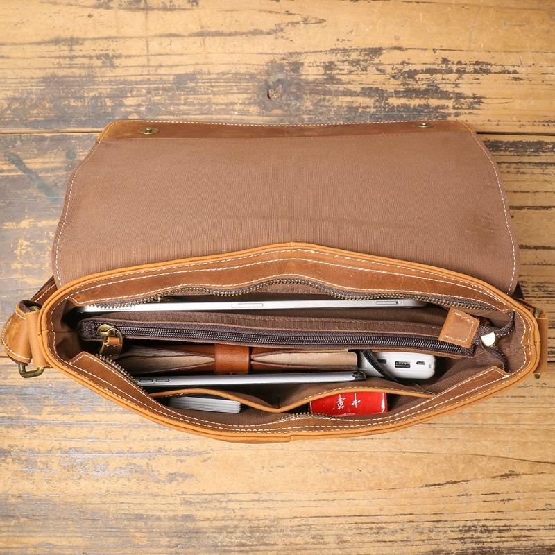 New Crazy Horse Leather Men's Bag Women's Leather Crossbody Bag Retro Old Men's Shoulder Bag