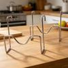 Kitchen Pot Lid Holder Stainless Steel Pan Cover Rack Pot Side Stand Modern Lid Rest Organizer Space Saving Kitchen Accessories