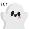 Wooden Ghost Pumpkin Black Cat Ornaments 3Pcs/Set Halloween Tiered Tray Decorations, Cute Small Figurine Set Ornaments, Block Table Signs for