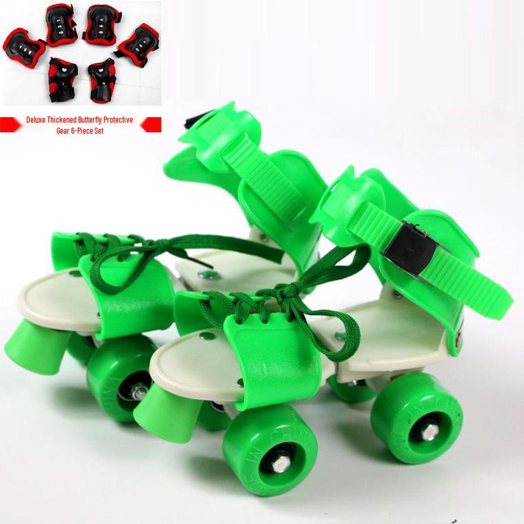 Children's Double-Row Four-Wheel Roller Skates with Protective Gear