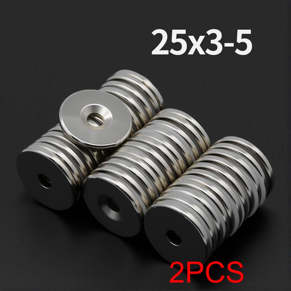 

25x3-5mm Powerful with holes Neodymium Magnet N35 NdfeB Permanent Magnetic imanes Round Super Strong Fridge Magnets DIY