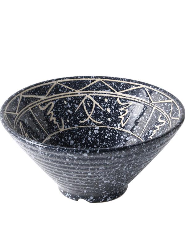 Japanese Ceramic Ramen Bowl Set: Large Retro Conical Hat Design Soup & Noodle Bowl with Plate