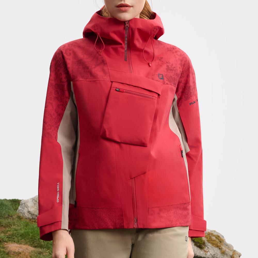 FILA Fashion Hooded Casual Jacket Women jackets Dark-Rose-Red A11W517728FWI