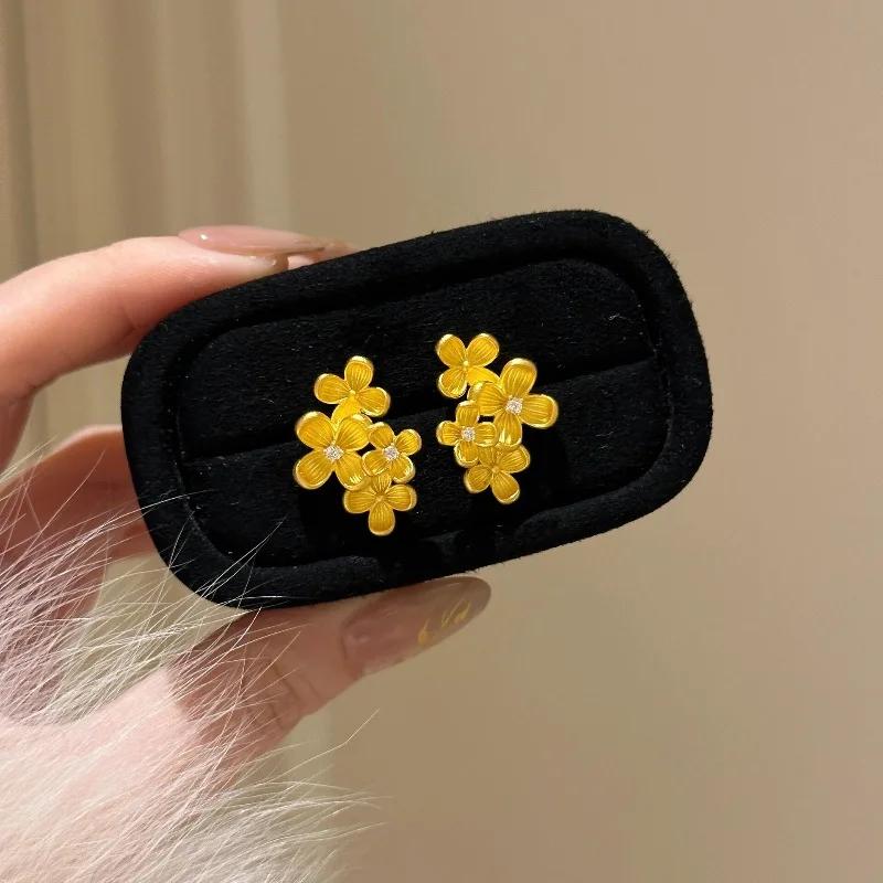 

Классические Изысканные Наборы с Цирконами в виде Цветка Османтуса с Брашированной Поверхностью в Китайском Стиле Винтажные Серьги Браслет Ожерелье Аксессуары для Ханьфу