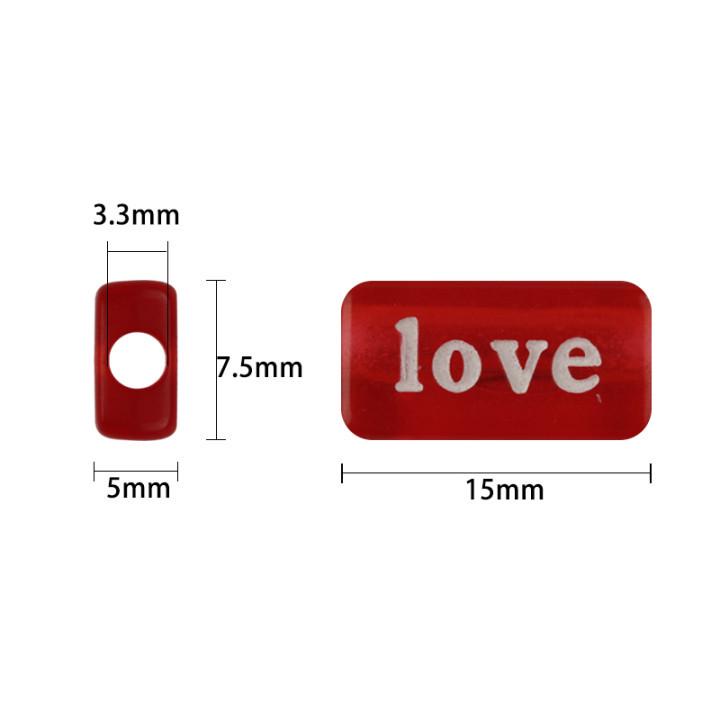 50 Acrylic Rectangle Word Beads, Candy Colors, Solid, Perforated for DIY Crafting.