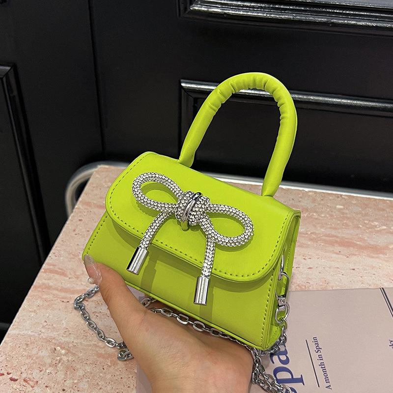 Bow Design Solid Color Mini Shoulder Bag Pu Leather Flap Crossbody Bags For Women 2024  Female Chain Purse And Handbags