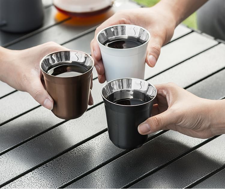 Set of 2 Stainless Steel Espresso 160ml for or Whiskey Cups, Double-Walled Insulated, Capacity, Coffee, Sake,