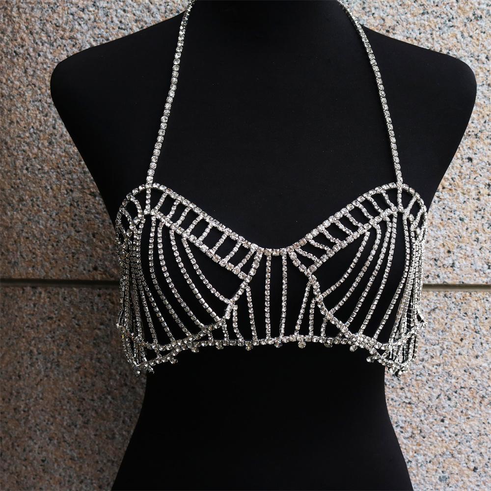 New Fashion Rhinestone Multi-Layer Fringed Onesie Exaggerated Luxury Body Chain Luxury Bra Chain