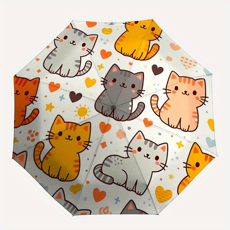 

1pc Cats Hearts Automatic Open/Close Umbrella with One Touch Button,, Windproof Design Lightweight Portable Umbrella for Women & Men6022