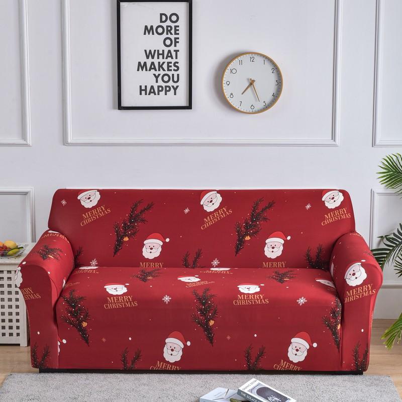 1pc Christmas Sofa Slipcover Stretch Non-slip Sofa Cover Festical New Year Xmas Couch Cover Universal Sofa Protector Home Decor