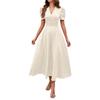 Ladies Fashion Temperament High Waist High Sense Solid Color Short Sleeve Dress