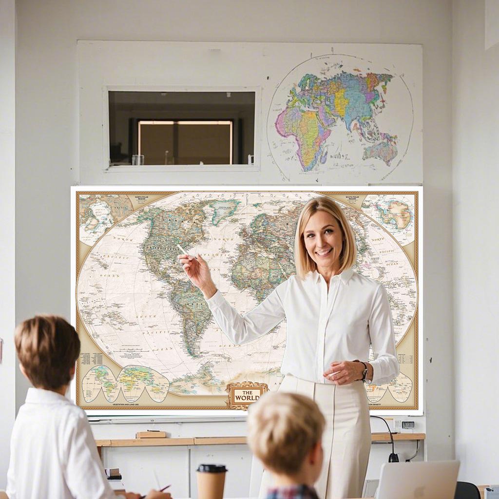 24*36inch/18*29inch The Vintage World Map Painting Retro Wall Art Poster School Supplies Home Decoration,Tourism/educational Supplies