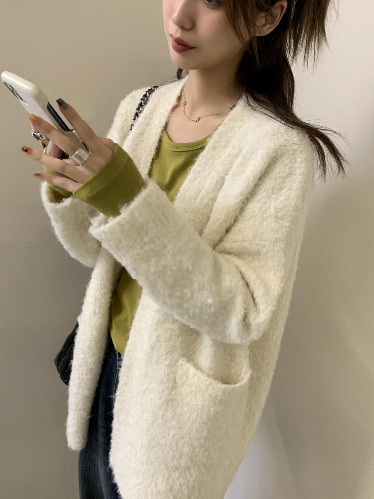 New Loose Soft Waxy Lazy Style Sweater Coat Female Tide French