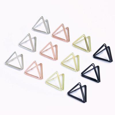 Double-Layer Geometric Heart Triangle Card Holder - Metal Desktop Note & Message Stand