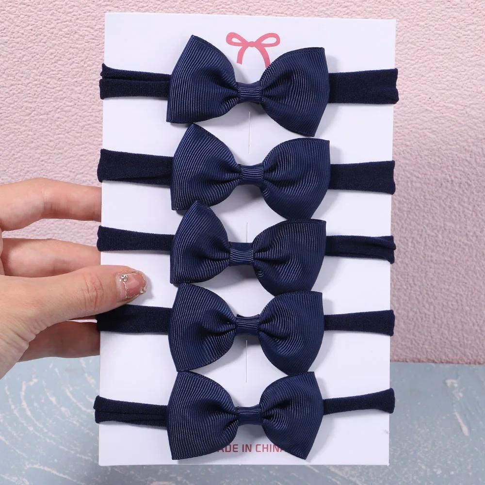 5/6Pcs Girls Solid Color Bowknot Headband For Baby Kids Grograin Ribbon Headwear Hair Bands Infant Hair Accessories