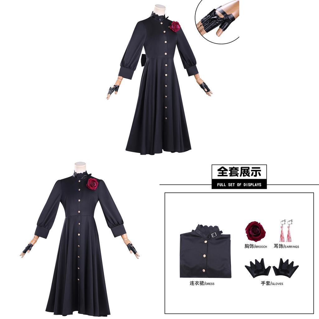 May I Ask For One Final Thing Scarlett Black Dress Cosplay Costume With Satin And Silk For Halloween Anime Fans