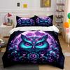 Fantasy Purple Owl Art Print Soft Comfortable Duvet Cover Bedding Set Included 1*Duvet Cover 2*Pillowcases Luxury gifts