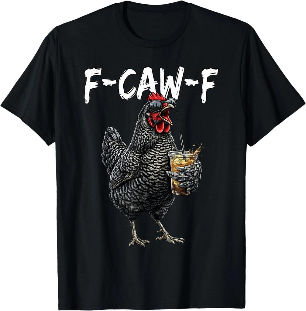 Vintage Rooster F Caw F Coffee Drinker Sarcastic Humor T-Shirt