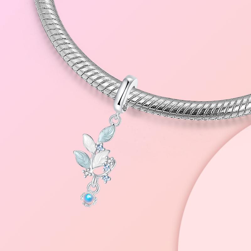 Copper Butterfly Leaf Charms Inlaid Zircon Pendants Beads Fit Original Bracelet Jewelry Diy Marking Gift