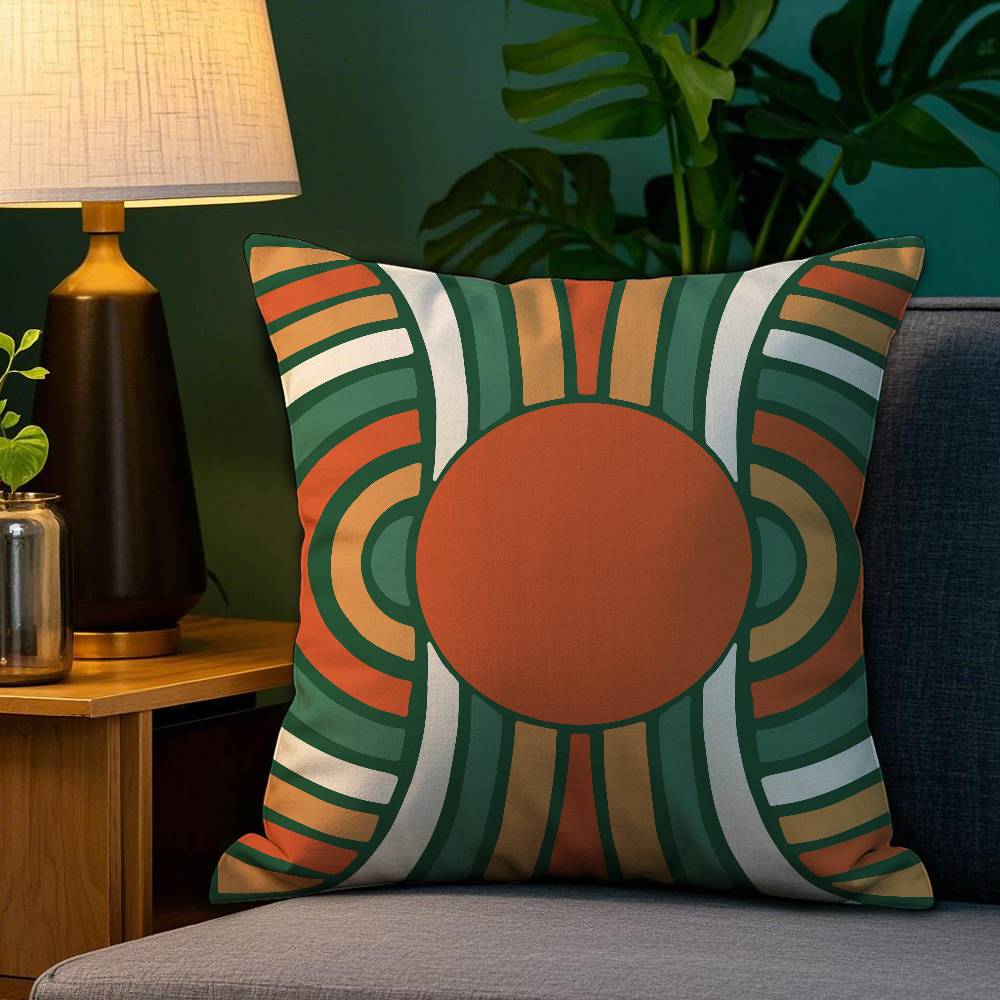 Bohemia Green Pillow Case Plush Fabric Soft Double Sided Print Home Sofa High Quality Cushion Cover Throw