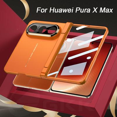 Ultra-thin Anti-scratch Plastic Case For Huawei Pura X Max Magnetic Hinge Stand Screen Glass Cover For Huawei Pura X Max Case