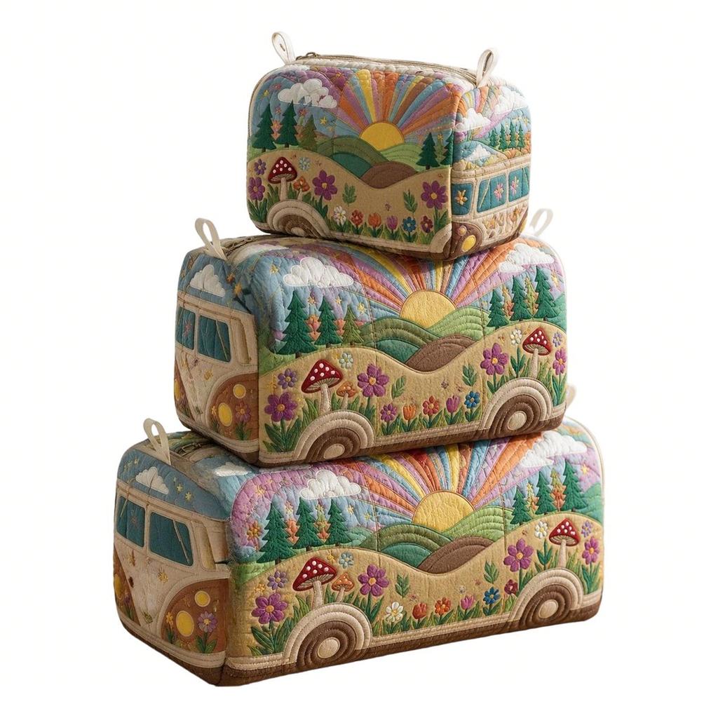 Quilted Storage Bag Cosmetic Organizer Multifunctional Travel Pouch Small Size Durable Lightweight Portable