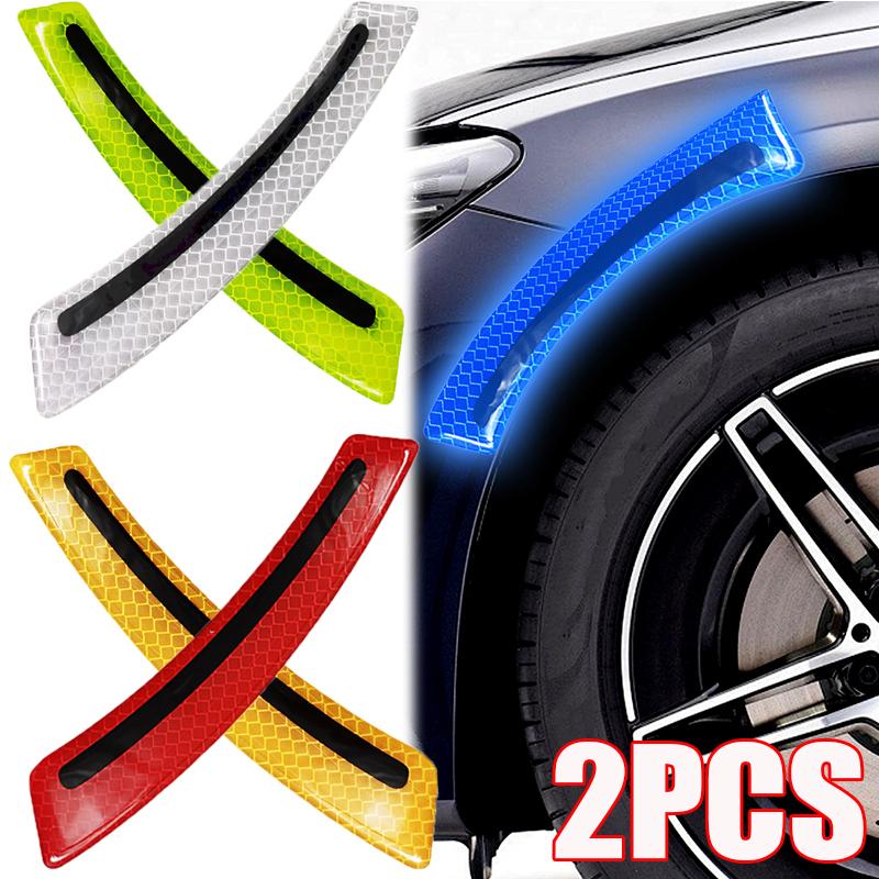 2PCS Reflective Safety Warning Stickers - Car Anti-Collision Strip & Forklift Protective Decorative Decals