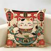Kawaii Black Cat Ramen Noodle Cushion Cover Durable Hypoallergenic Organic Linen Short Pillow Cover Washable