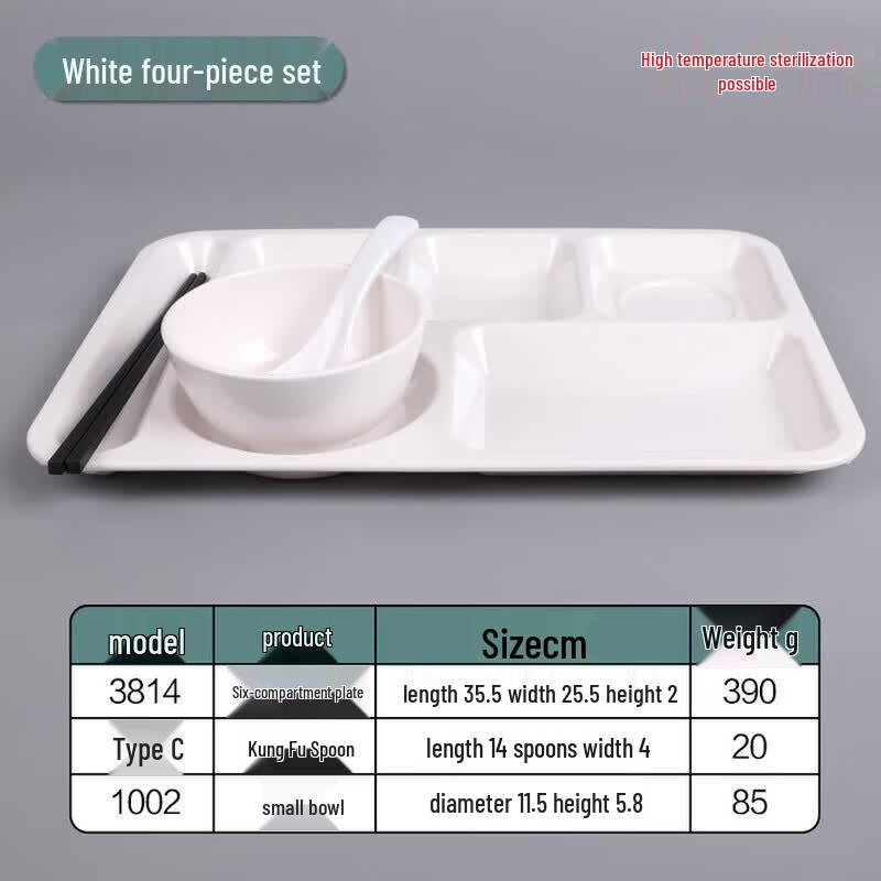 

Melamine 4-Compartment Rectangular Canteen Tray
