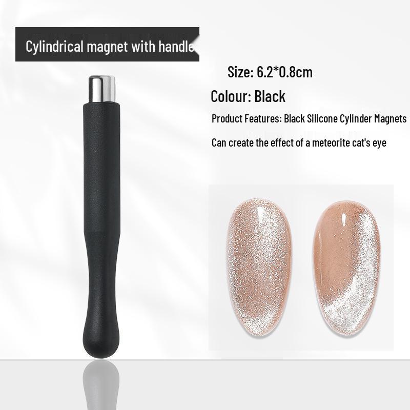 Verbessertes Cat Eye Press-On Nägel Set mit Magnetischem Stift und Blumen Design