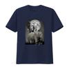 Realistic Dark Night Moon Elephant Family Wildlife Print Casual T Shirt Vintage Graphic Soft Comfortable