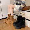 Retro Thick-soled Heightening Boots Women's 2025 Autumn New Versatile and Thin Short Boots British Wind Locomotive Martin Boots