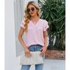 Summer V Neck Ruffle Chiffon Blouse Women Short Sleeve Office Casual Top Shirts