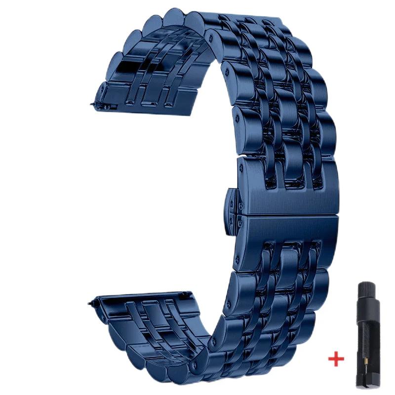 22mm 20mm Stainless Steel Strap For Samsung Galaxy Watch 7 6 4 5 45mm Gear S3 46mm 42mm Active2 40 44mm Band for Amazift BIP 2 GTR Metal Bracelet